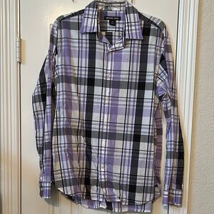 Michael Kors Purple and Black Plaid Shirt
